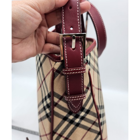 Burberry Red Crossbody Bag with Classic Check Pattern - Picture 6 of 15